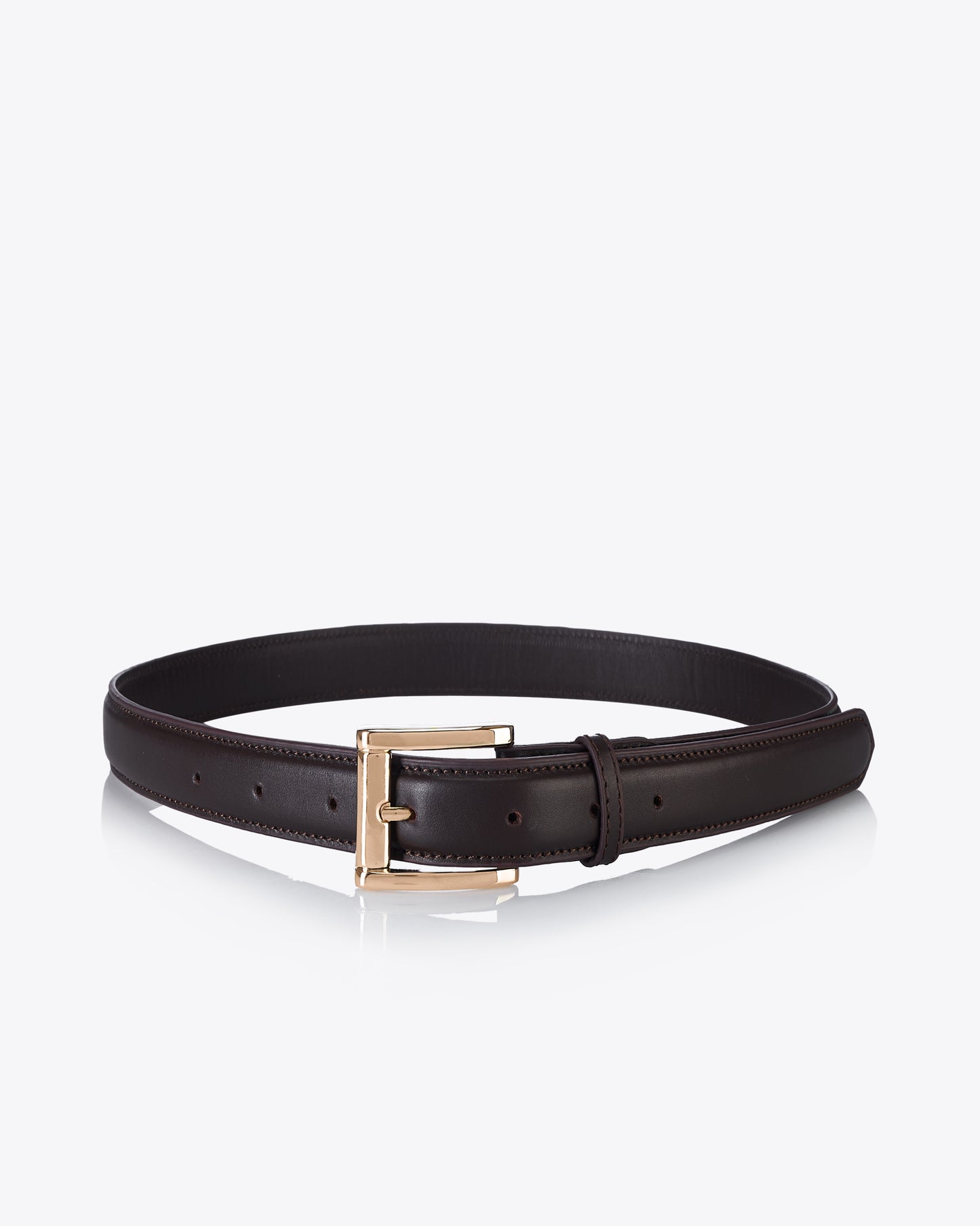 Light gold buckle belt - Brown