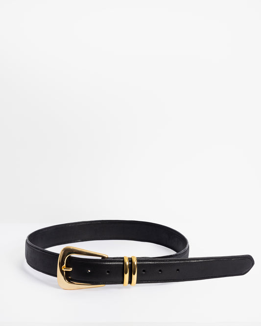 Gold Buckle Belt - Black