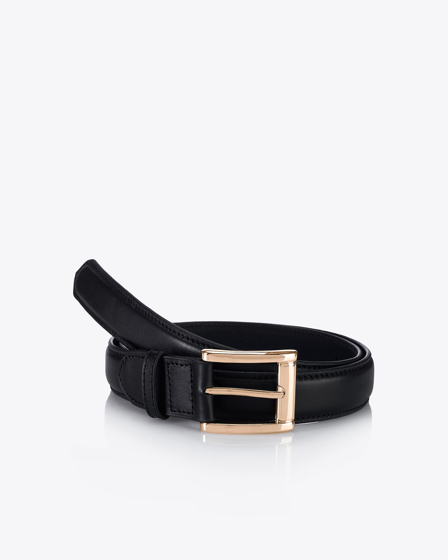 Light gold buckle belt - Black