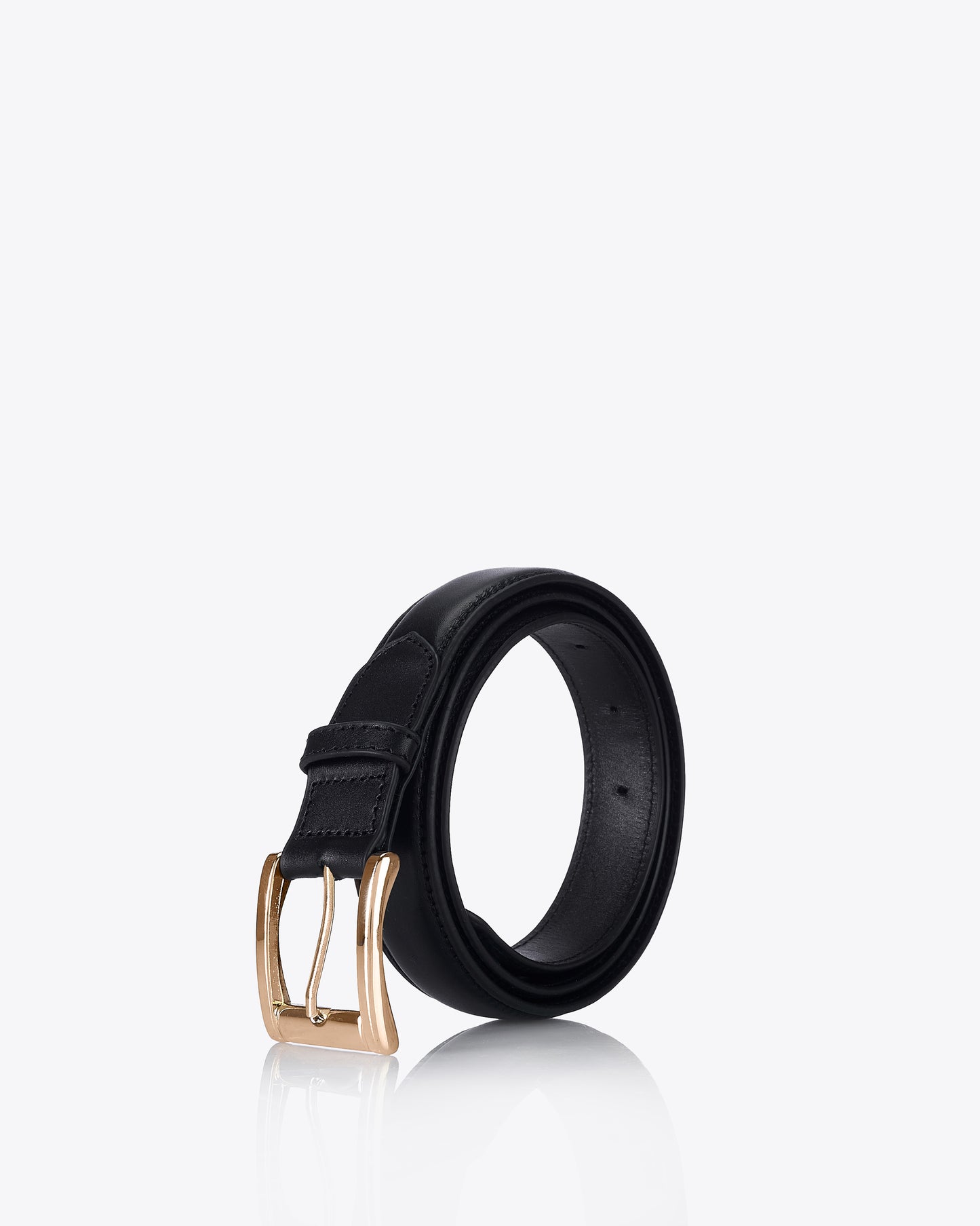 Light gold buckle belt - Black