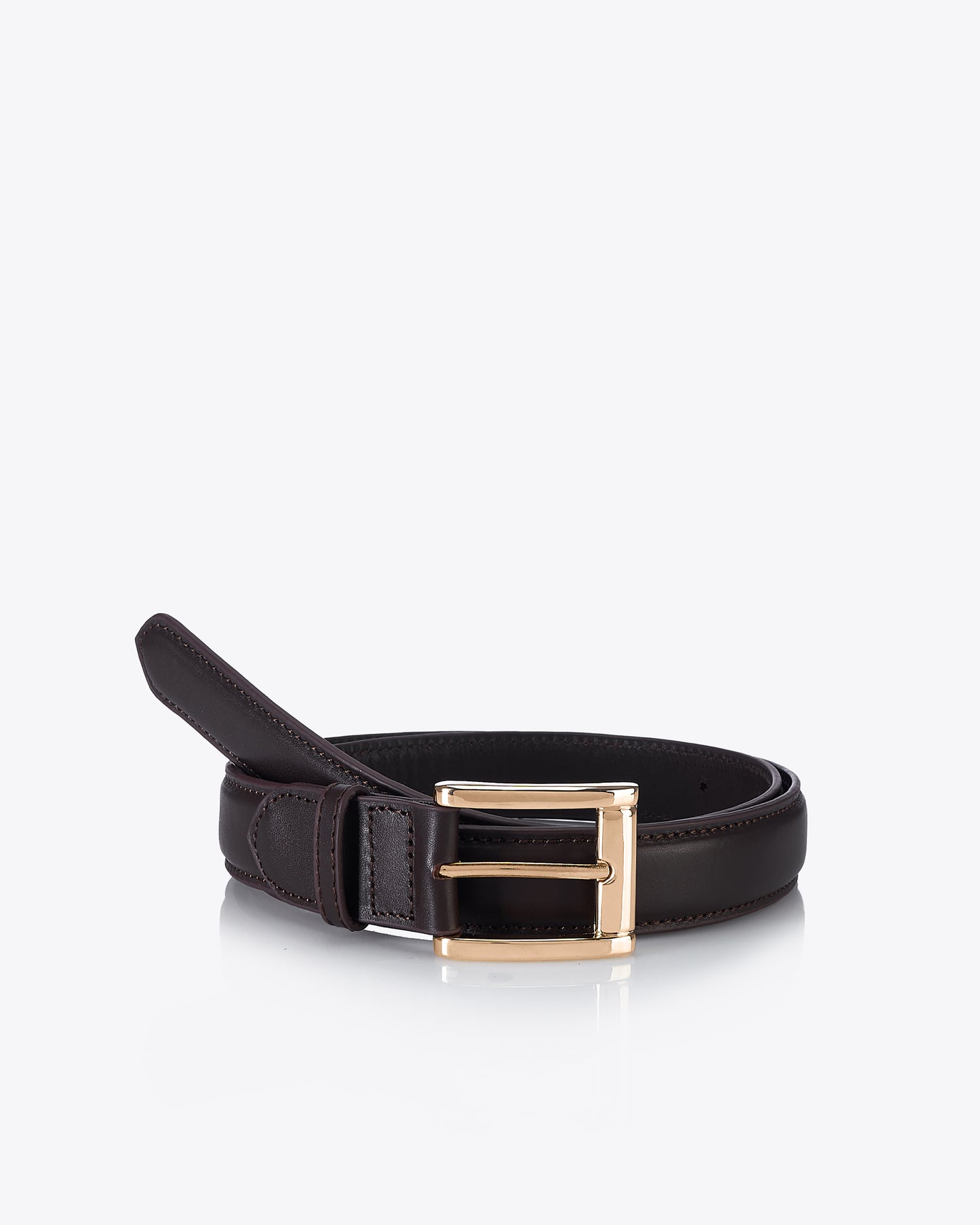 Light gold buckle belt - Brown