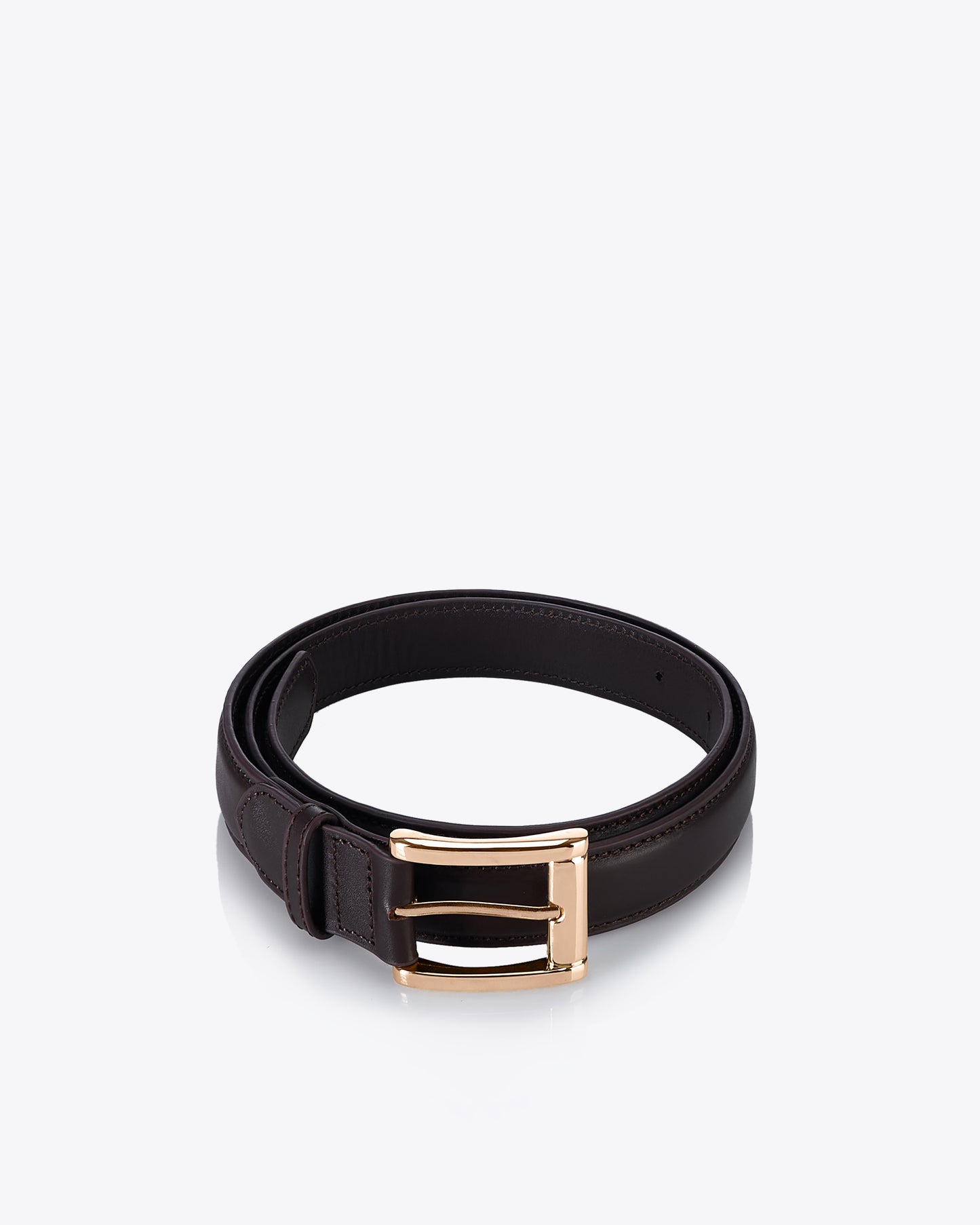 Light gold buckle belt - Brown