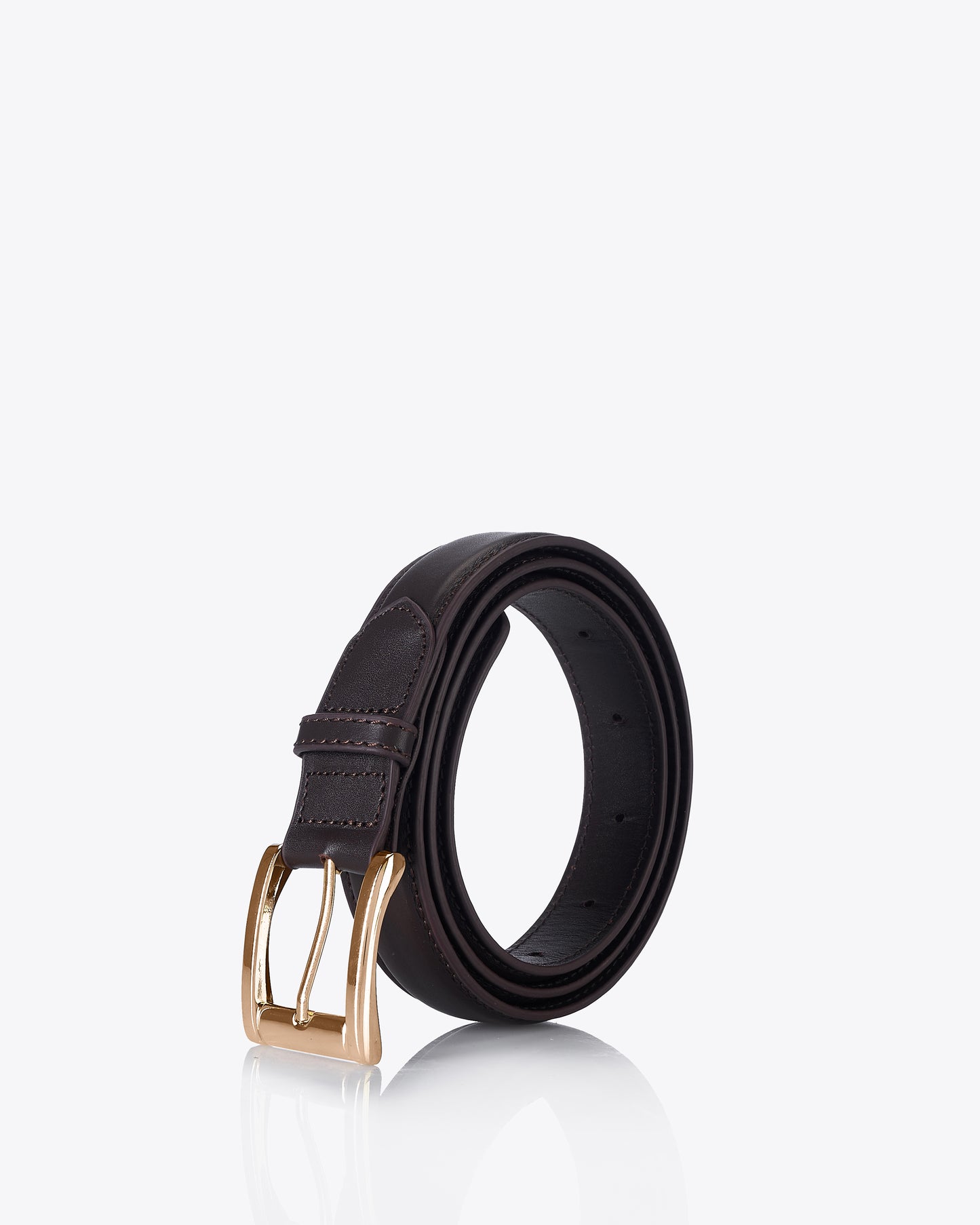Light gold buckle belt - Brown