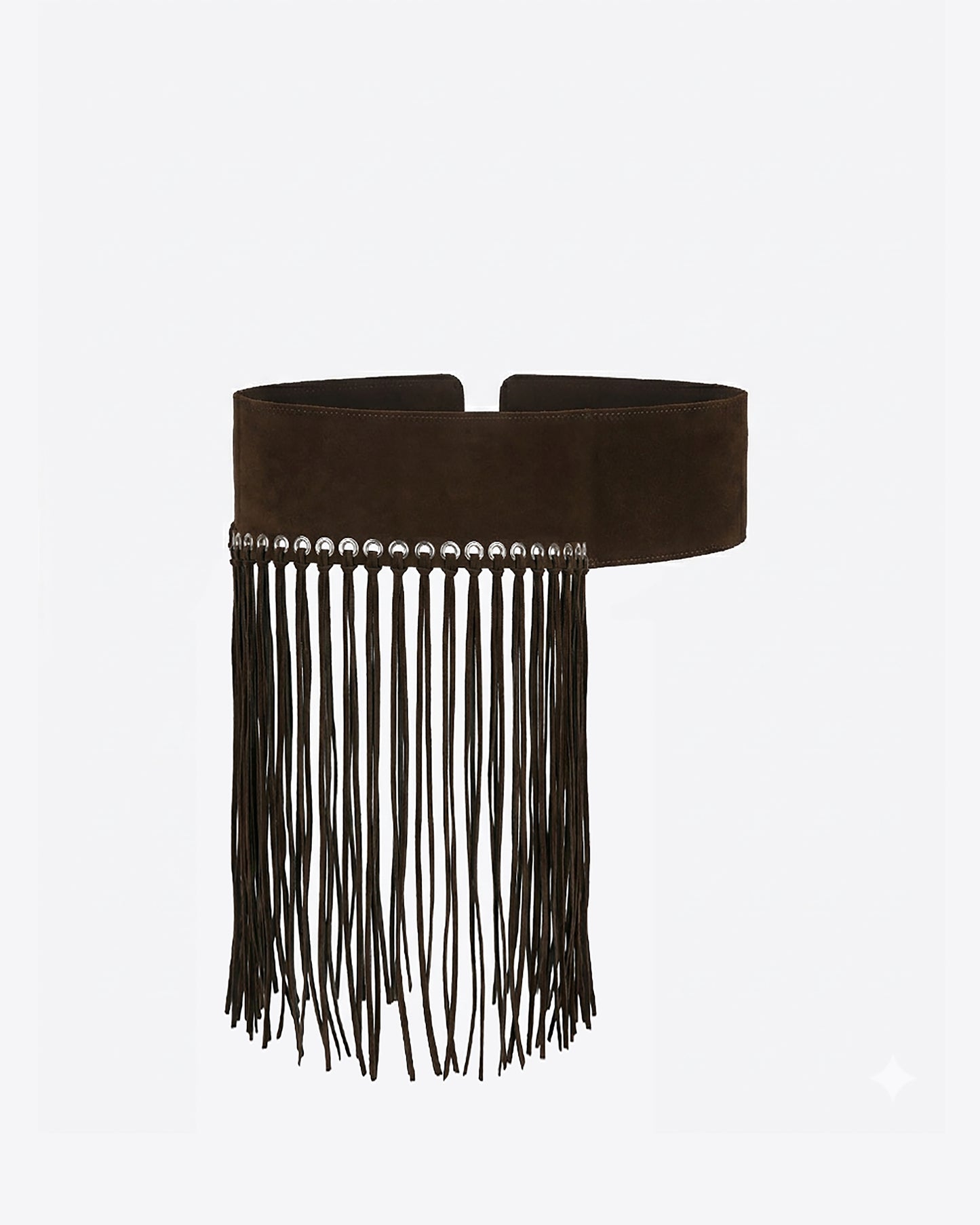 Fringe belt - Brown suede