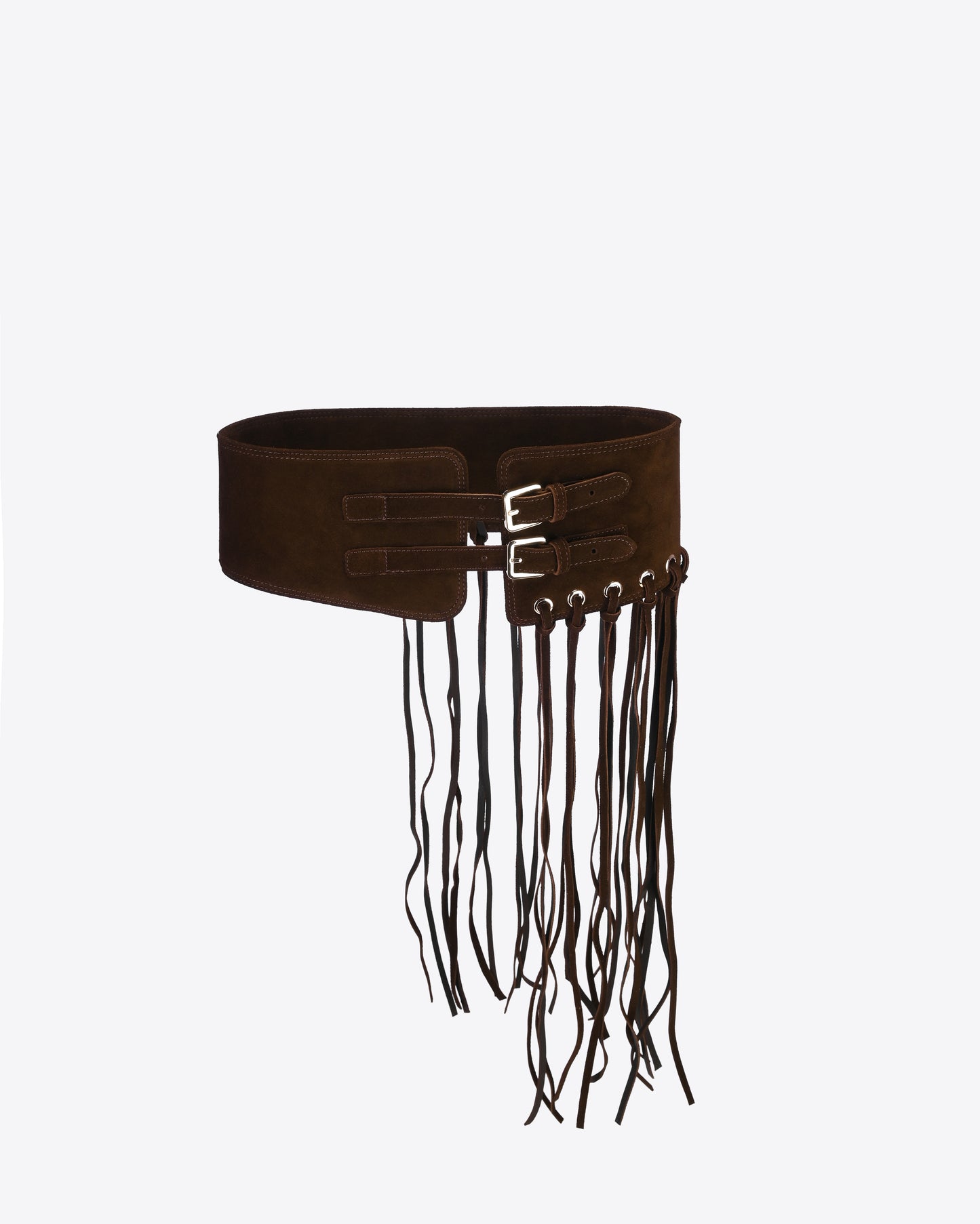 Fringe belt - Brown suede