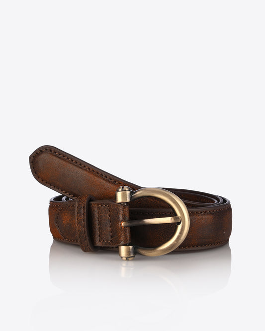 Vintage round buckle - Brown Antique